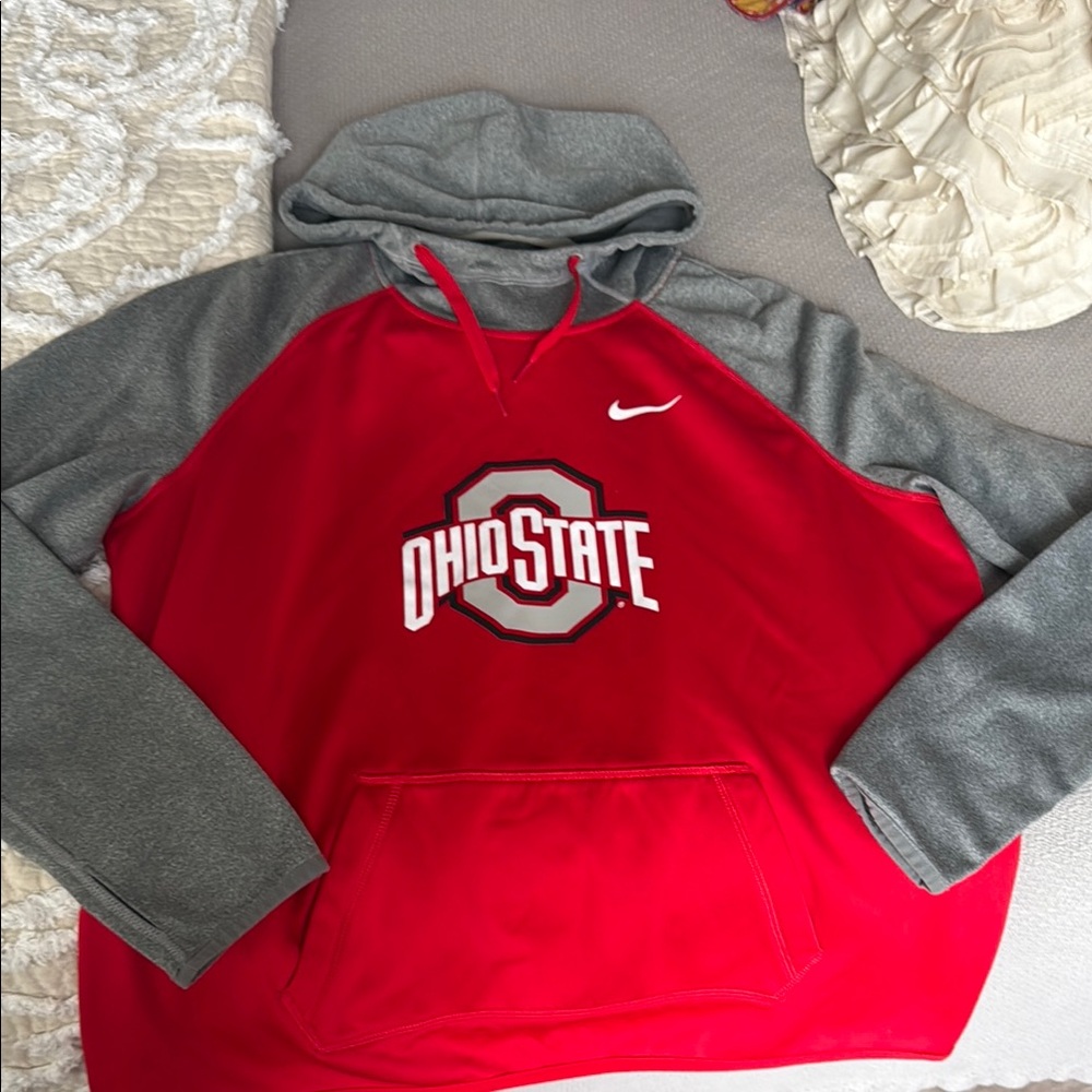 Nike Red and Gray Ohio State Hoodie